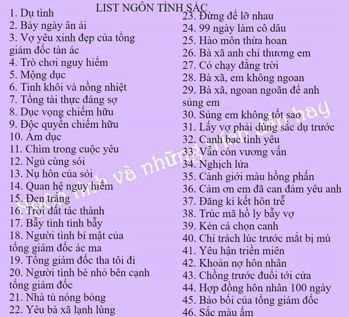 List Ngôn Tình